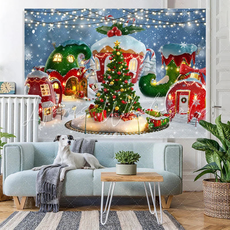 Lofaris Christmas Tree Snowflake Light Photoshoot Backdrop for Party