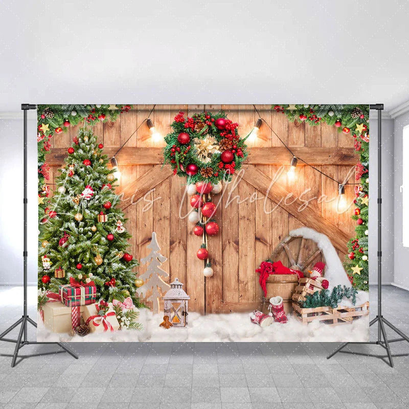 Lofaris Christmas Tree Stripe Gift Party Backdrop