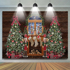 Lofaris Christmas Tree With Snowy Wood Backdrop Decoration