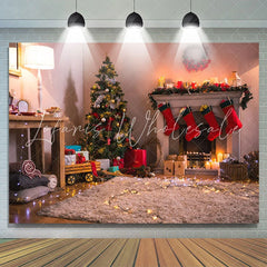 Lofaris Christmas Tree Wreath Light Fireplace Backdrop
