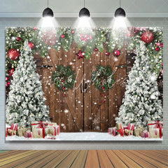 Lofaris Christmas Tree Wreath Vintage Door Gift Backdrop