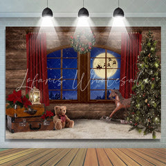 Lofaris Christmas Tree Wreath With Red Curtain Backdrop For Party