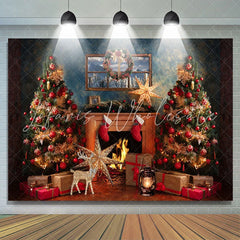 Lofaris Christmas Trees With Shiny Starfish Winter Backdrop