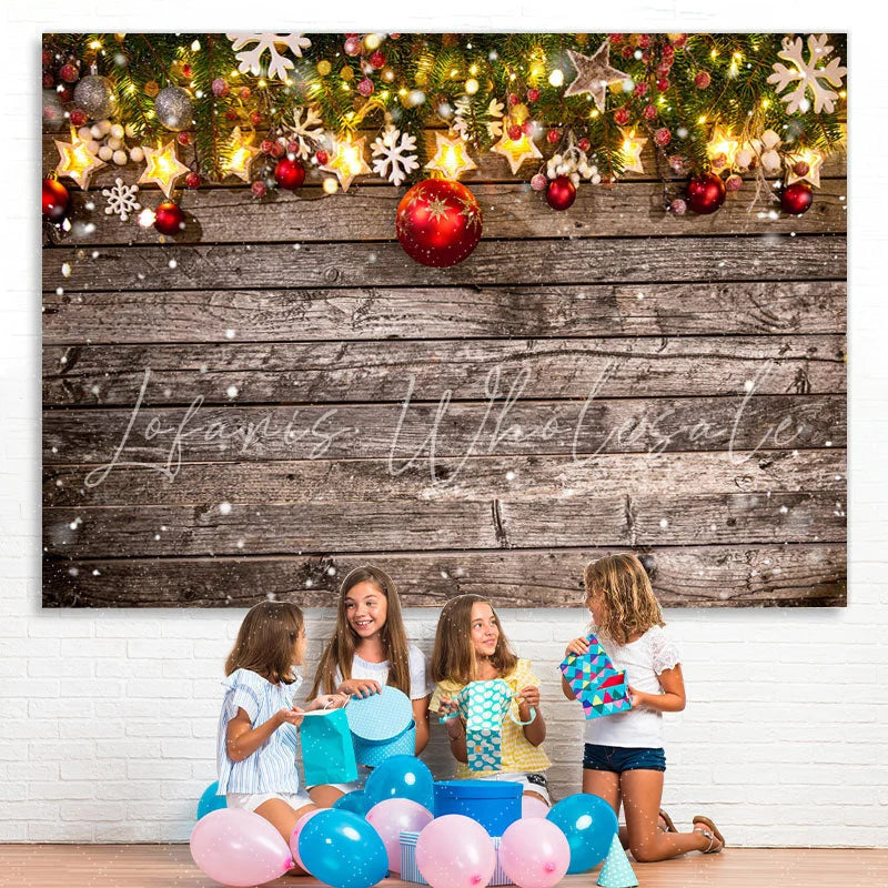 Lofaris Christmas Wood Glitter Snowflake Photo Backdrop for Holiday
