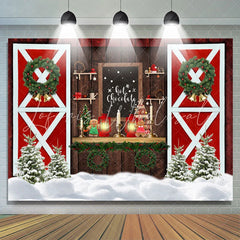 Lofaris Christmas Wood Red Door Hot Chocolate Backdrop For Party