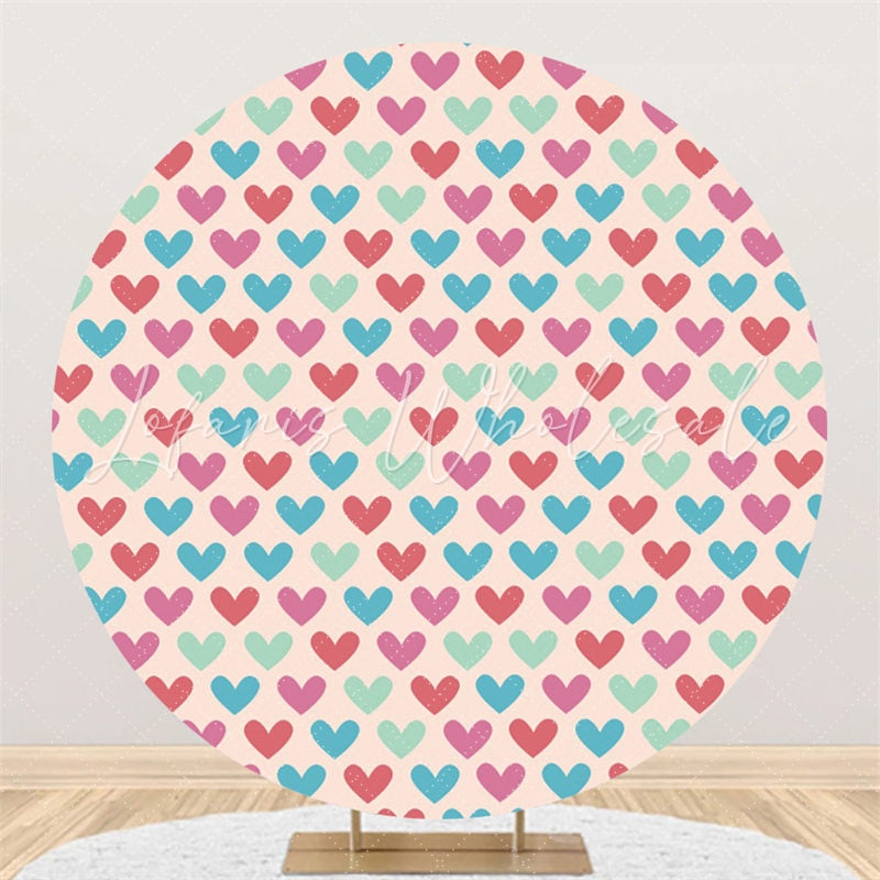 Lofaris Circle Blue Pink Love Happy Birthday Backdrop For Party