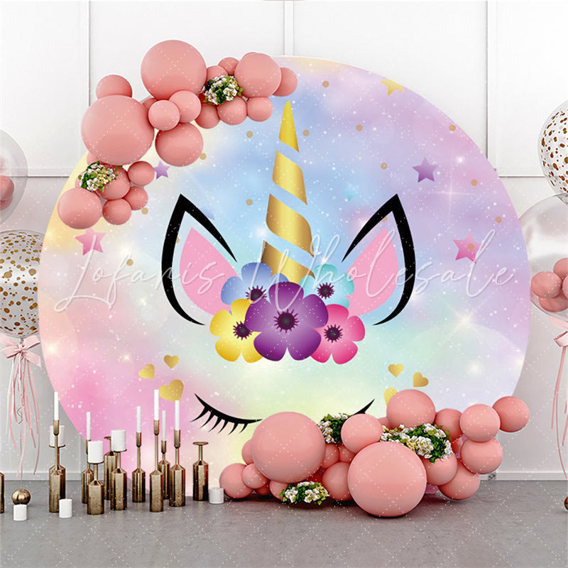 Lofaris Circle Bokeh Dream Sky Unicorn Birthday Backdrop Banner