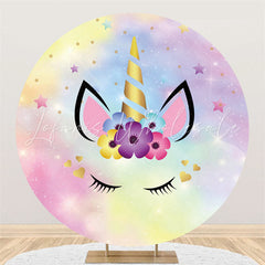 Lofaris Circle Bokeh Dream Sky Unicorn Birthday Backdrop Banner