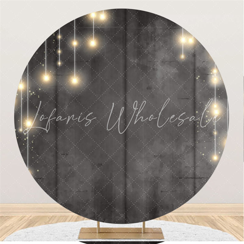 Lofaris Circle Bright Light Round Grey Black Birthday Backdrop