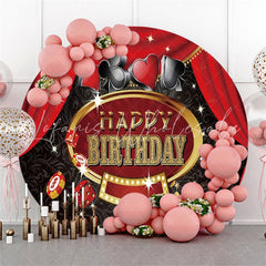 Lofaris Circle Casino Themed Round Happy Birthday Backdrop