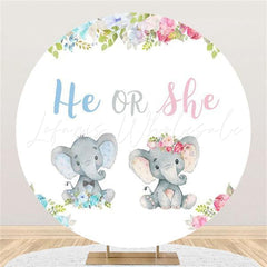 Lofaris Circle Elephant Gender Reveal Baby Shower Backdrop