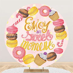 Lofaris Circle Enjoy Sweet Donuts Happy Girls Birthday Backdrop