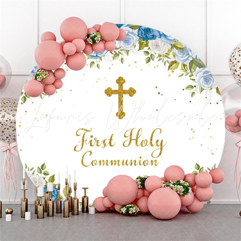 Lofaris Circle First Holy Communion Blue Happy Birthday Backdrop