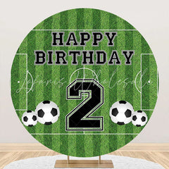 Lofaris Circle Football Field Stripe 2nd Birthday Backdrop