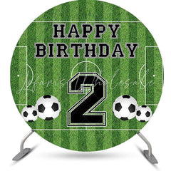 Lofaris Circle Football Field Stripe 2nd Birthday Backdrop