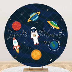 Lofaris Circle Galaxy Planets Astronaut Rocket Boys Backdrop