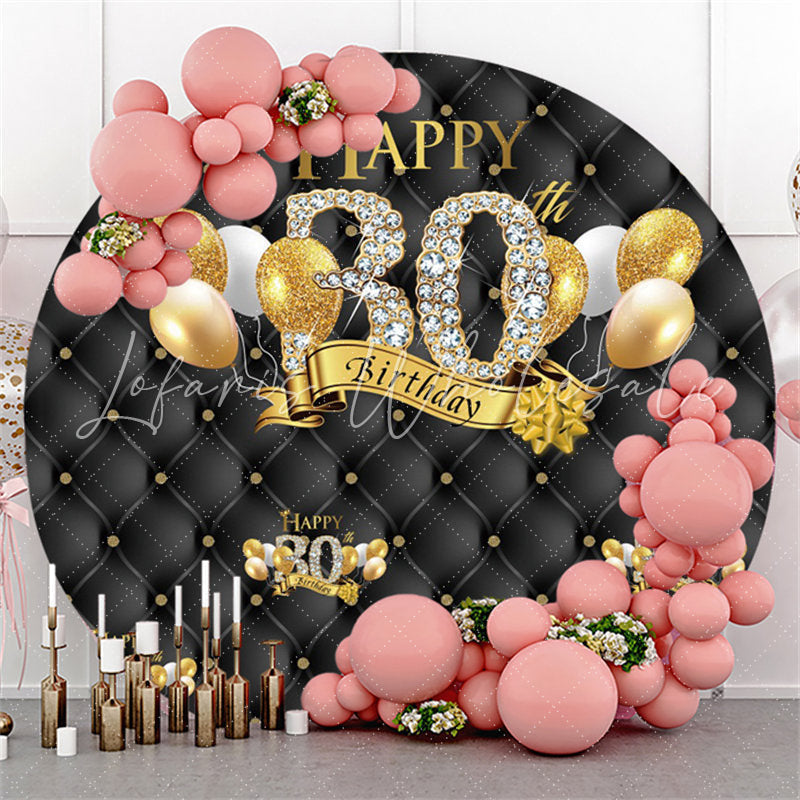 Lofaris Circle Gold Balloons Black Happy 40Th Birthday Backdrop