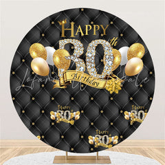 Lofaris Circle Gold Balloons Black Happy 40Th Birthday Backdrop