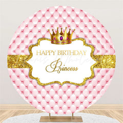 Lofaris Circle Gold Glitter Happy Birthday Princess Backdrop