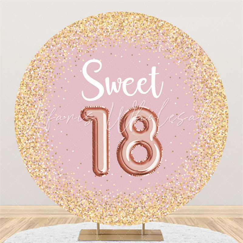 Lofaris Circle Gold Glitter Light Pink 18th Birthday Backdrop