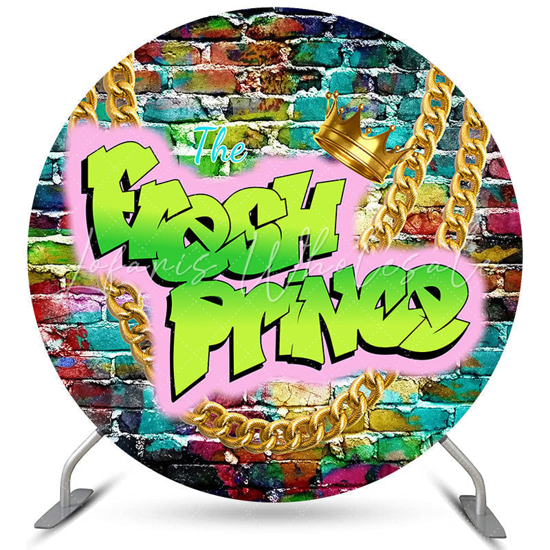 Lofaris Circle Graffiti Brick Fresh Prince Baby Shower Backdrop