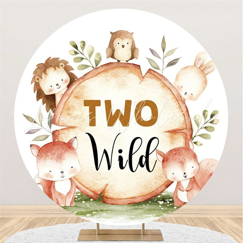 Lofaris Circle Jungle Animals Round Wood 2Nd Birthday Backdrop