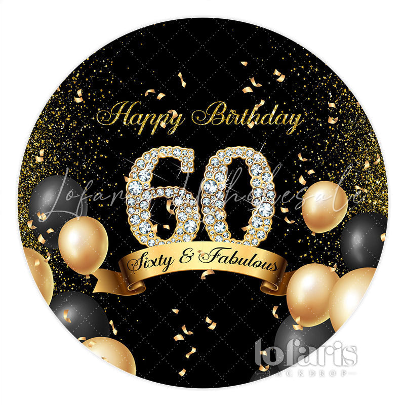 Lofaris Classic Balloon Happy 60Th Birthday Round Backdrop