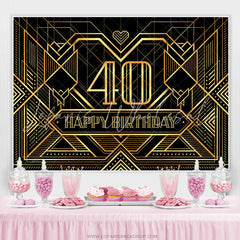 Lofaris Classic Lines Black Happy 40Th Birthday Backdrop