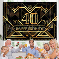 Lofaris Classic Lines Black Happy 40Th Birthday Backdrop