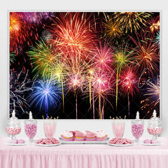 Lofaris Colored And Black Firewokes Birthday Backdrop For Party