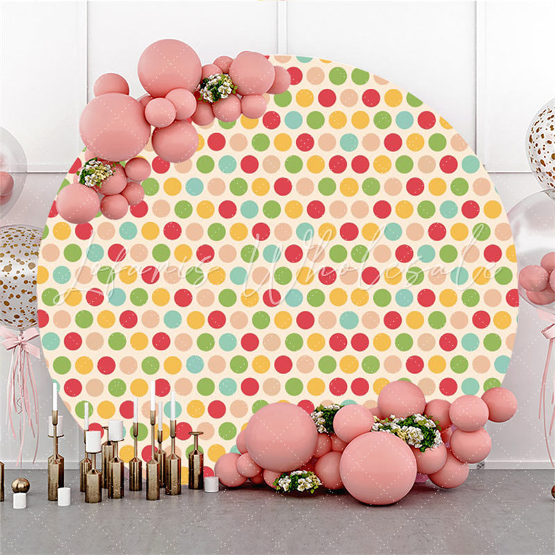 Lofaris Colored Ball Happy Birthday Round Backdrop For Party