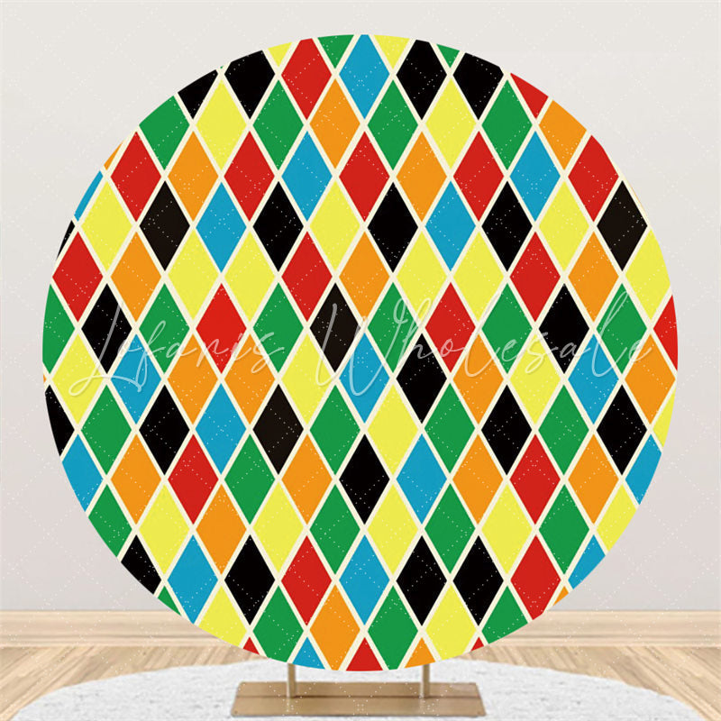 Lofaris Colored Diamond Theme Happy Birthday Circle Backdrop