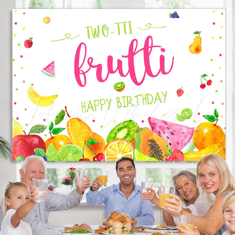 Lofaris Colored Fruits 2nd Happy Birthday Backdrop For Party