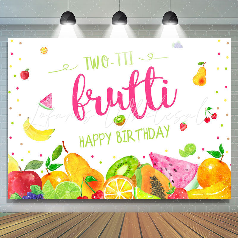 Lofaris Colored Fruits 2nd Happy Birthday Backdrop For Party