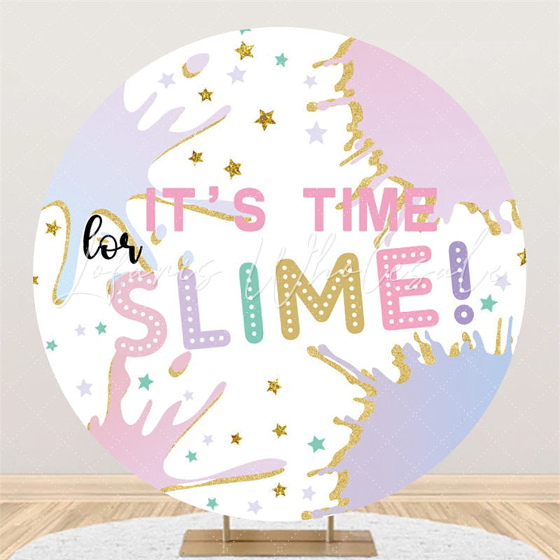 Lofaris Colored Slime Theme Happy Birthday Circle Backdrop