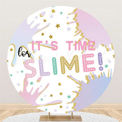 Lofaris Colored Slime Theme Happy Birthday Circle Backdrop
