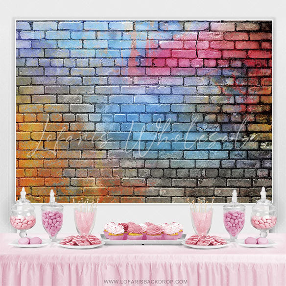 Lofaris Colorful Brick Wall Hip Hop Birthday Party Backdrop