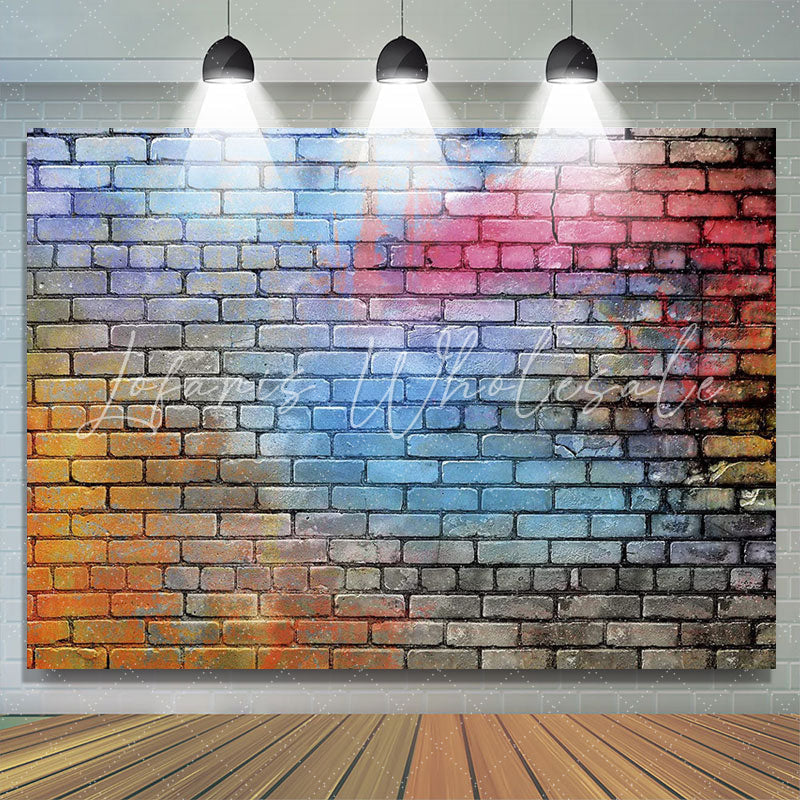 Lofaris Colorful Brick Wall Hip Hop Birthday Party Backdrop