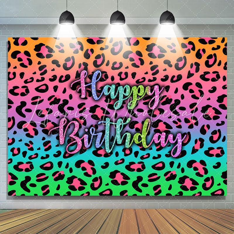 Lofaris Colorful Glitter Pattern Happy Birthday Backdrop