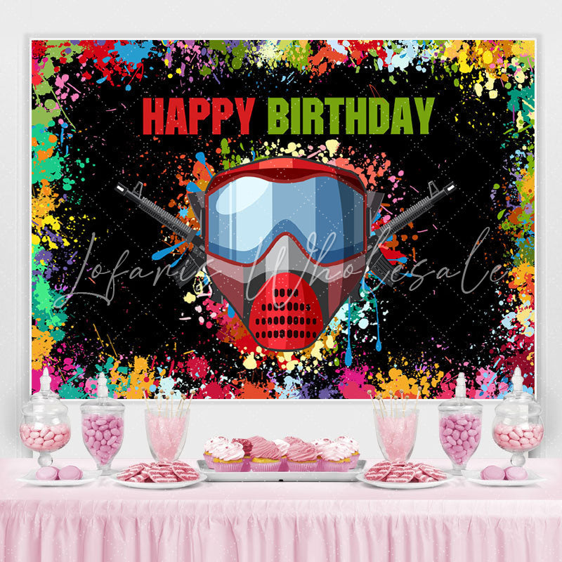 Lofaris Colorful Graffiti And Gas Mask Happy Birthday Backdrop