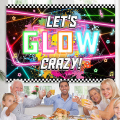 Lofaris Colorful Graffiti Lets Glow Crazy Birthday Backdrop