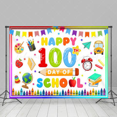Lofaris Colorful Happy 100th Day Of School Party Backdrop