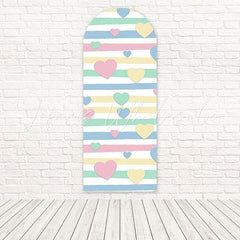 Colorful Hearts Stripe Playful Fun Celebration Decor Arch Backdrop