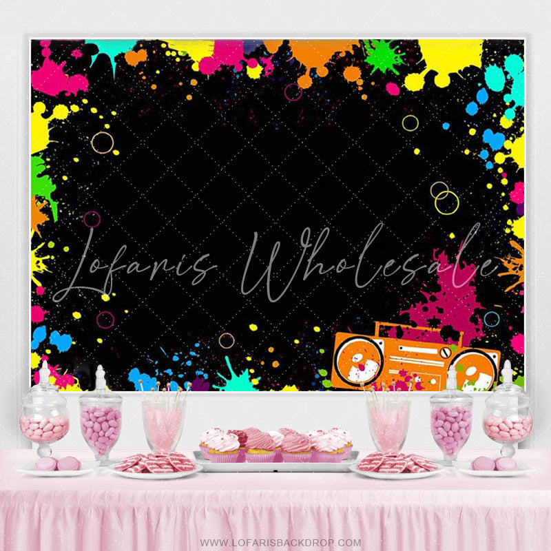 Lofaris Colorful Laser Ray Disco Retro Bance Birthday Backdrop