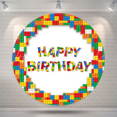 Lofaris Colorful Lego Round Happy Birthday Backdrop For Kids