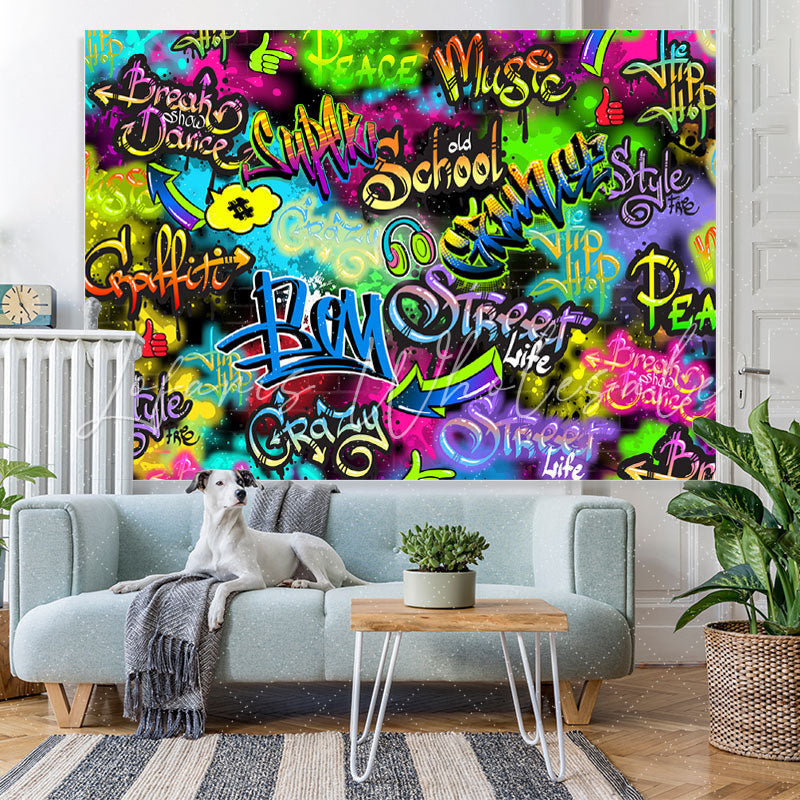Lofaris Colorful Letter And Graffiti Wall Backdrop For Party