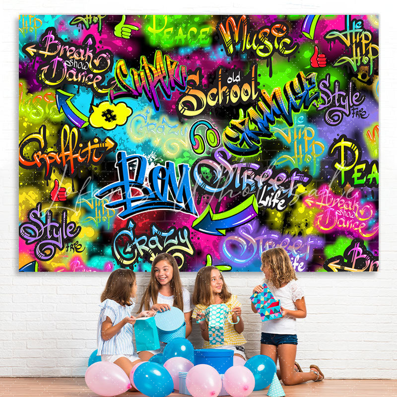 Lofaris Colorful Letter And Graffiti Wall Backdrop For Party