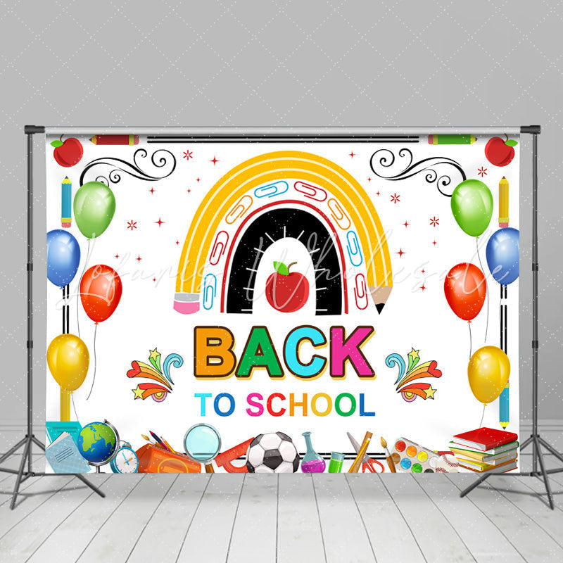 Lofaris Colorful Little Patterns White Back To School Backdrop