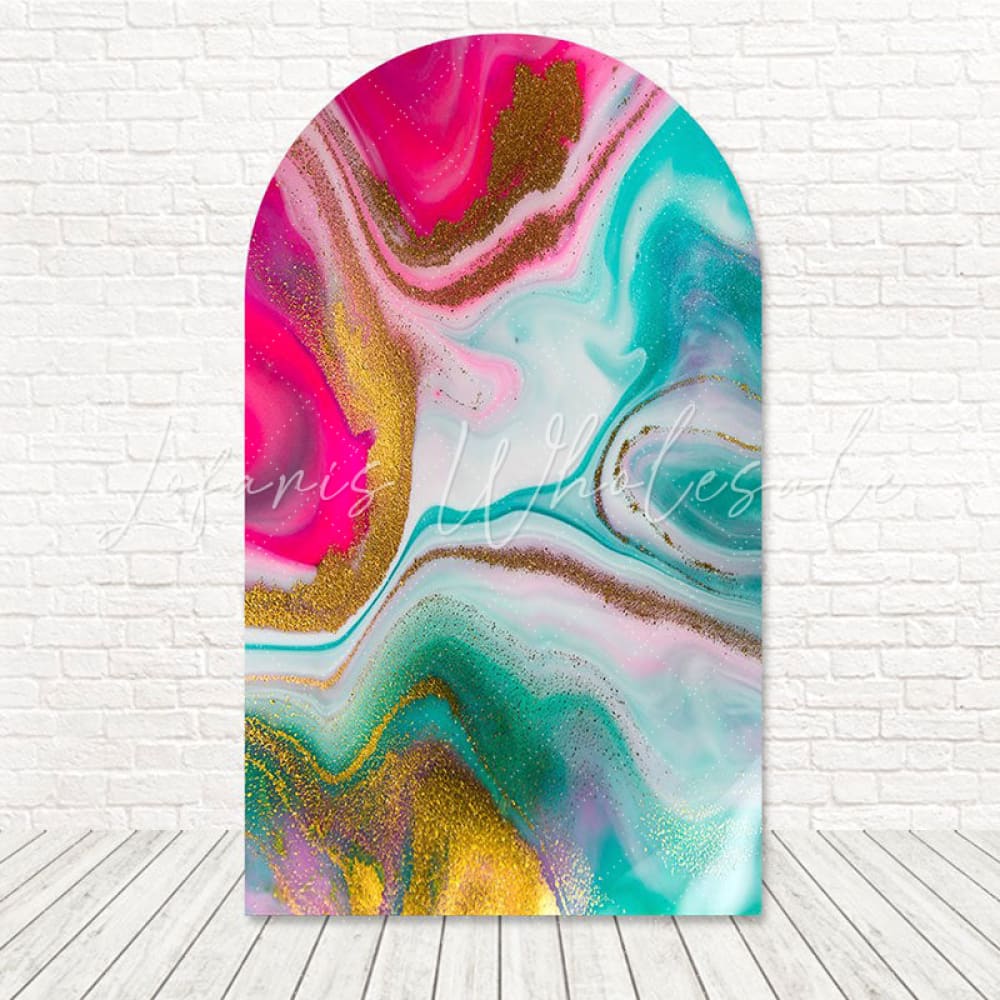 Colorful Marble Swirl Vibe Arch Backdrop For Art Party Decor
