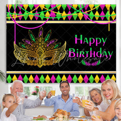Lofaris Colorful Mask Masquerade Theme Happy Birthday Backdrop